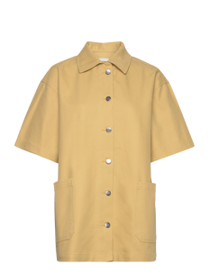 Mads Nørgaard Heavy Twill Jodi Shirt - Kortermede skjorter - SOUTHERN MOSS / yellow