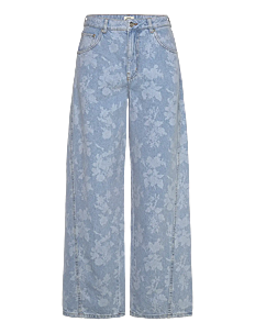 Mads Nørgaard Art Denim Christel Jeans - Vide jeans - LIGHT DENIM/INK FLOWER AOP / blue