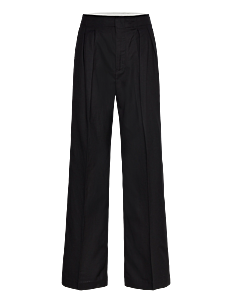 Mango Contrast-trim pleated trousers - Rette bukser - BLACK / black