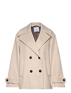 Mango Wool double-breasted coat with buttons - Vinterjakker - LT PASTEL GREY / cream