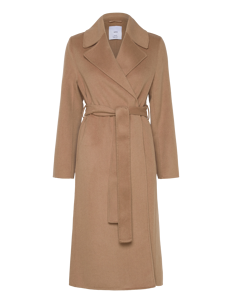 Mango Wool coat with handmade belt - Kåper - MEDIUM BROWN / beige