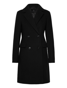 Mango Double-breasted wool coat - Kåper - BLACK / black