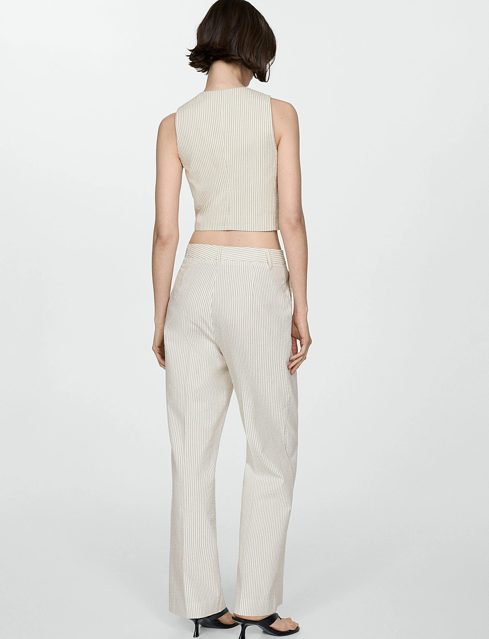 Mango - Straight striped trousers - rette bukser - light beige - 3