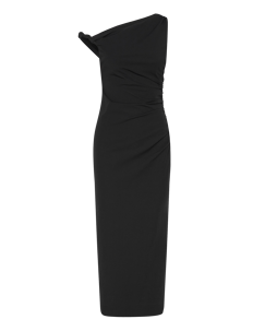 Mango Asymmetrical dress with gathered details - Selskapskjoler - BLACK / black