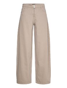 Mango Wideleg jeans with zip - Vide jeans - GREY / beige