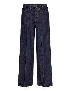 Mango Rinse-wash wideleg jeans with belt - Vide jeans - OPEN BLUE / navy