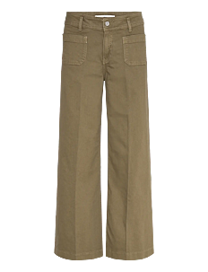 Mango Wideleg jeans with pockets - Vide jeans - BEIGE - KHAKI / khaki/green