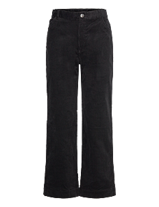 Monki Regular waist straight leg corduroy trousers - Rette bukser - BLACK / black