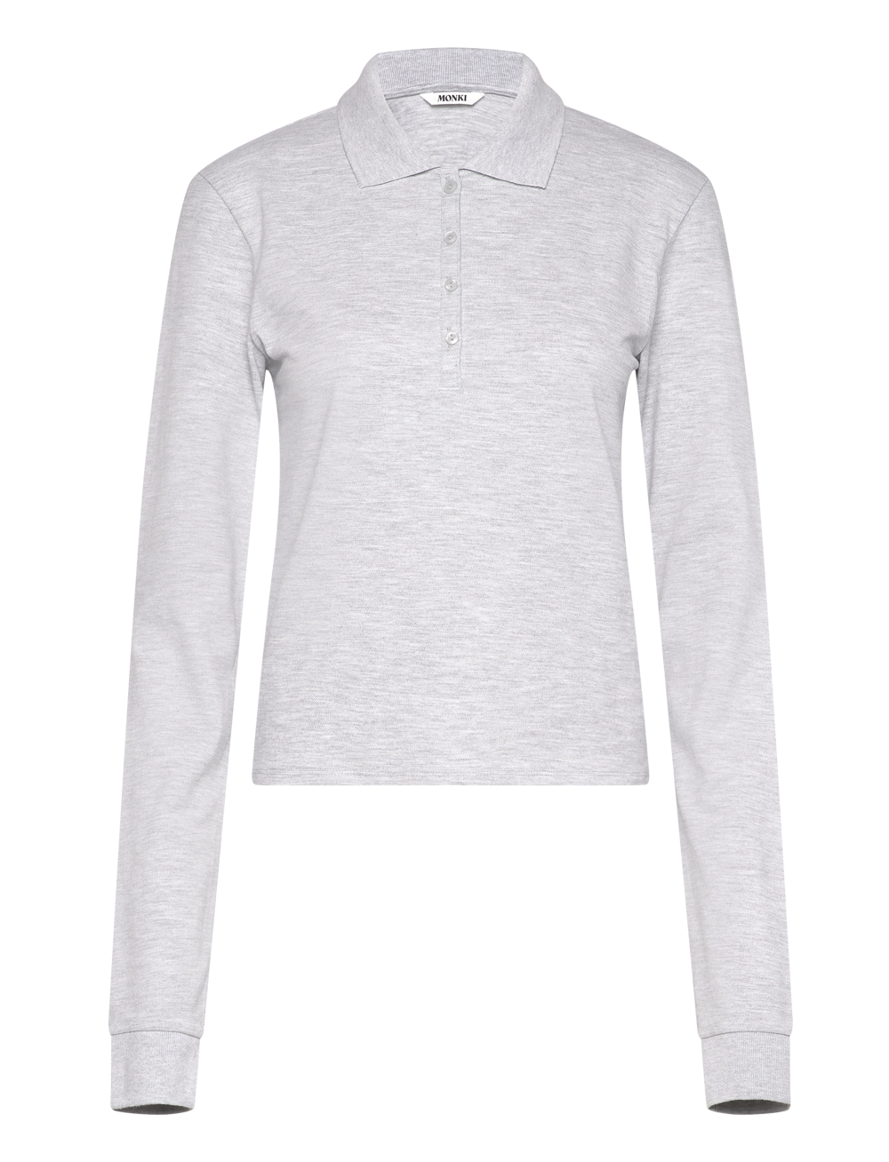 Monki - Long-Sleeved Polo Top - poloskjorter - grey dusty light - 0