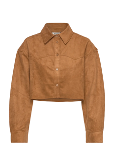 Monki Cropped western shirt - Kortermede skjorter - BROWN MEDIUM DUSTY / brown