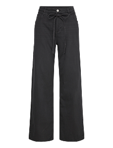 Monki Low Waisted Relaxed Twill Trousers - Vide jeans - BLACK DARK / black