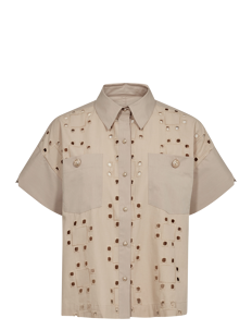 MOS MOSH MMTazhi Cotny Shirt - Kortermede skjorter - FEATHER GRAY / beige