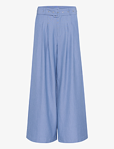 My Essential Wardrobe VittaMW High Wide Pant - Bukser - SKYE BLUE W. STRIPE / blue