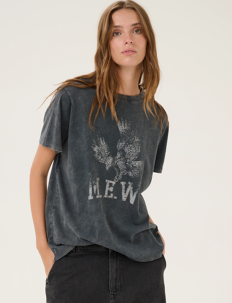 My Essential Wardrobe EagleMW Boxy Tee - Skjorter - DARK GREY RANDOM WASH / black