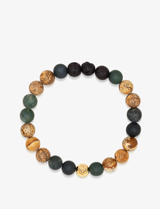 Nialaya Men's Wristband with Jasper, Lava Stone, Matte Aquatic Agate - Smykker - MULTI / multi