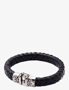 Nialaya Thick Leather Bracelet with detailed Lock - Smykker - BLACK / black