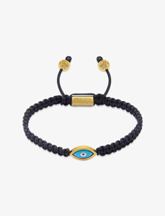 Nialaya Men's Black String Bracelet with Gold Evil Eye - Smykker - BLACK / black