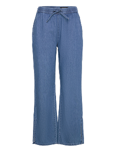 NOISY MAY NMELINE NW LOOSE PANTS VI492MB - Rette bukser - MEDIUM BLUE DENIM / blue