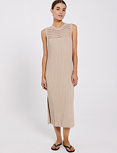 NORR Crome rib knit dress - Kjoler - BEIGE MÉLANGE / beige