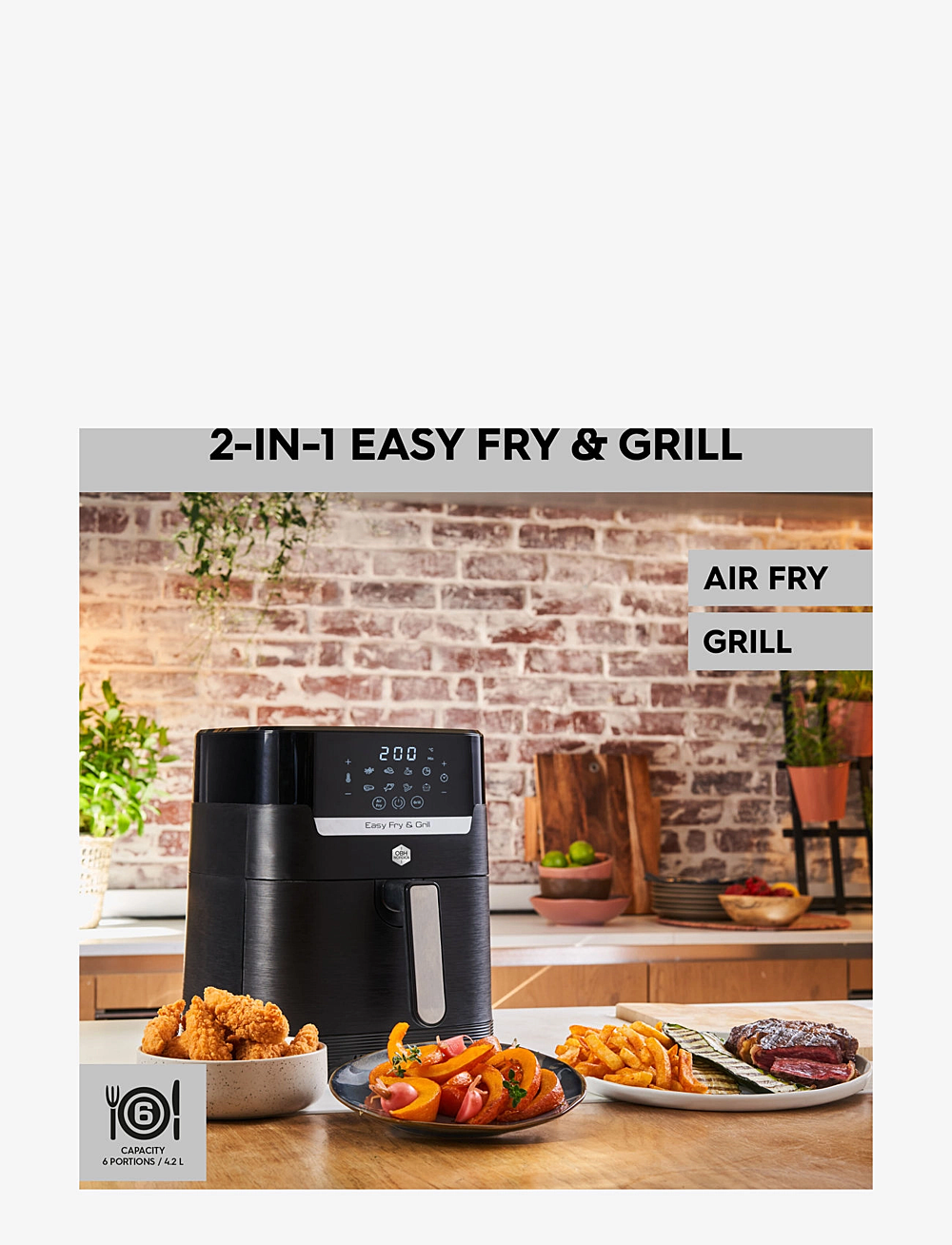 OBH Nordica - Easy Fry & Grill Precision 2in1- Air fryer - matlaging - black - 1