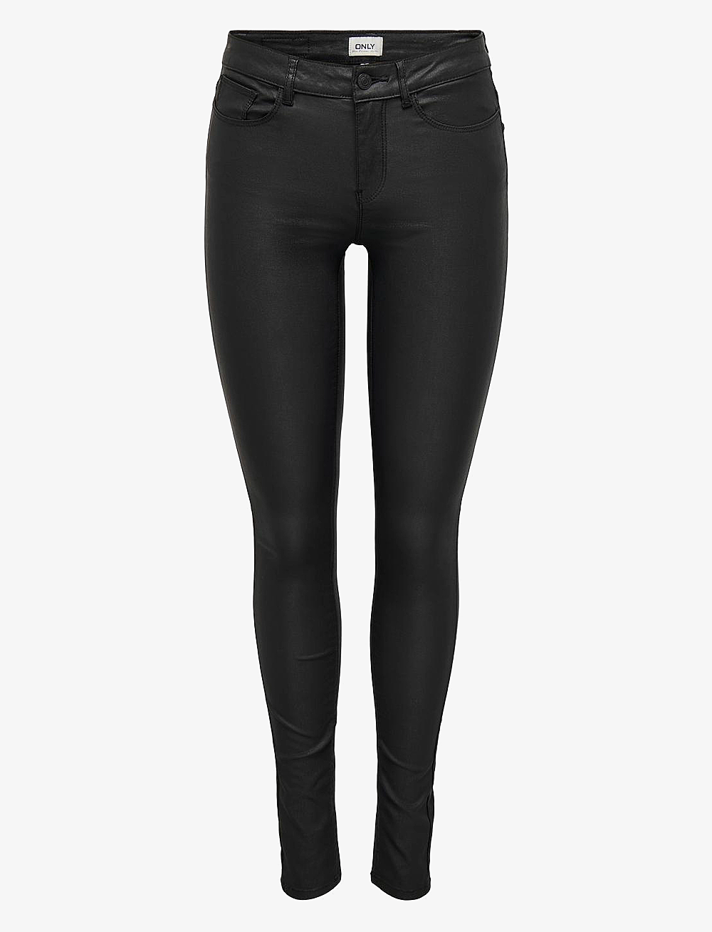 ONLY - ONLANNE K MID WAIST COATED PNT NOOS - skinnbukser - black - 1