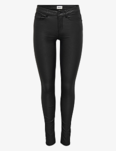 ONLY ONLANNE K MID WAIST COATED PNT NOOS - Bukser - BLACK / black