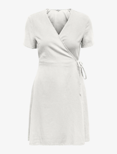 ONLY ONLADDICTION-CARO S/S LINEN DRESS CC PNT - Omslagskjoler - CLOUD DANCER / white