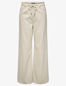 ONLY ONLSILLA MW WIDE STRING PANT CC PNT - Vide jeans - ECRU / cream