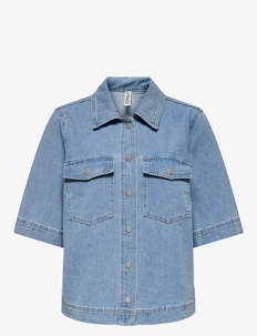 ONLY ONLBELLE S/S SHIRT DNM GUA NOOS - Kortermede skjorter - LIGHT BLUE DENIM / blue