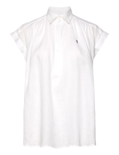 Polo Ralph Lauren Linen Popover Shirt - Kortermede skjorter - WHITE / white