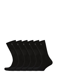 Polo Ralph Lauren Cotton-Blend Crew Sock 6-Pack - Sokker - BLACK / black