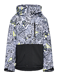 Quiksilver MISSION PRINTED BLOCK YOUTH JK - Skijakker - HERITAGE SCRIBBLE BLACK / black