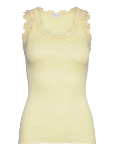 Rosemunde RWBabette SL U-neck Long Lace Top - Ermeløse topper - PASTEL YELLOW / yellow