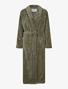 Rosemunde Long fleece robe - Tekstiler - DUSTY OLIVE / green