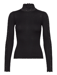 Rosemunde Long sleeve t-shirt w/ lace - Kolleksjoner - BLACK / black