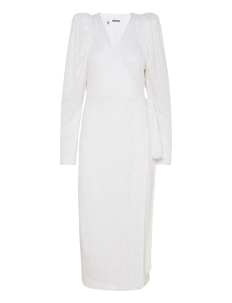 ROTATE Birger Christensen SEQUIN MIDI WRAP DRESS - Omslagskjoler - EGRET / white