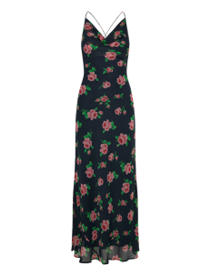 ROTATE Birger Christensen CHIFFON MAXI SLIP DRESS - Selskapskjoler - SHINING ROSE + MIDNIGHT NAVY COMB. / black