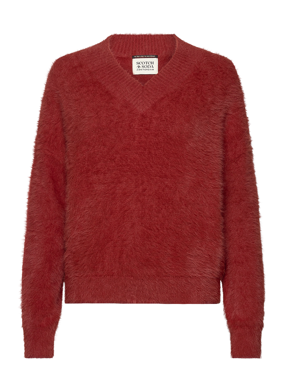 Scotch & Soda - Fluffy V-neck relaxed pullover - strikkegensere - rust - 0