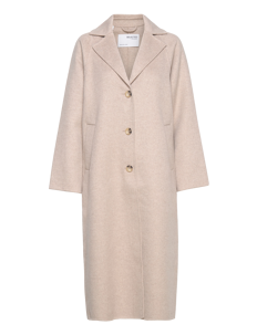 Selected Femme SLFNEW TAMA HANDMADE WOOL COAT B NOOS - Kåper - SANDSHELL / beige