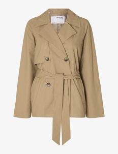 Selected Femme SLFBELINDA SHORT TRENCH COAT - Kåper - CORNSTALK / beige