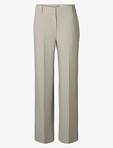 Selected Femme SLFRITA MW WIDE PANT MEL NOOS - Bukser - ISLAND FOSSIL / beige