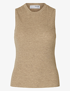 Selected Femme SLFINGRID SL KNIT TOP - Kolleksjoner - ISLAND FOSSIL / beige