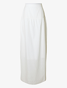 Selected Femme SLFHANNAH MW LONG BRODERI SKIRT D - Kolleksjoner - BRIGHT WHITE / white