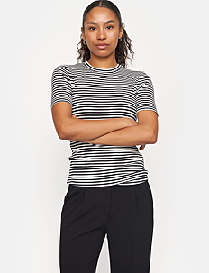 Soft Rebels SRFenja Stripe SS Top - Klær - BLACK / black