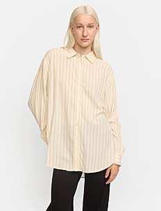 Soft Rebels SRMargot Striped Shirt - Klær - STRIPED BLACK AND ARCTIC WOLF / yellow