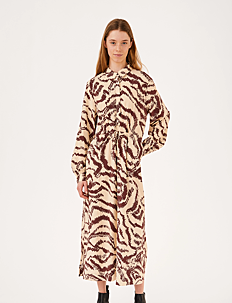 Soft Rebels SRAmora Midi Dress - Skjortekjoler - GRAPHIC WAVES DECADENT CHOCOLATE / multi