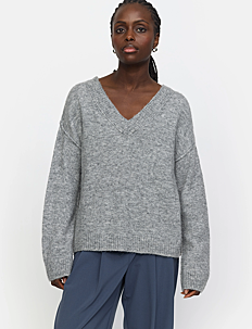 Soft Rebels SRAllison V-neck Knit - Klær - MEDIUM GREY MELANGE / grey