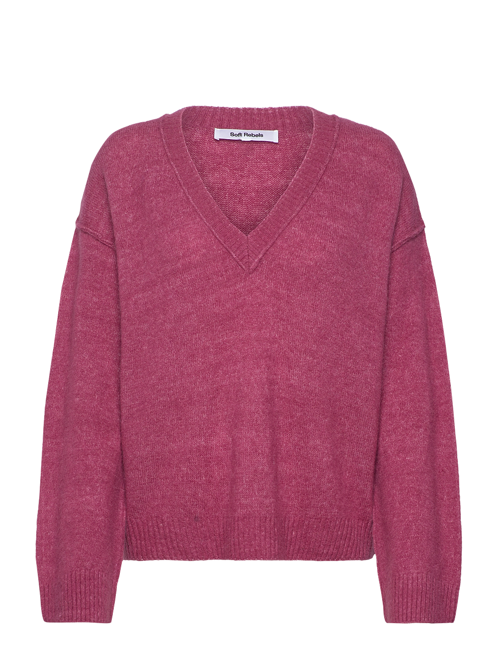 Soft Rebels - SRAllison V-neck Knit - strikkegensere - rose wine melange - 1