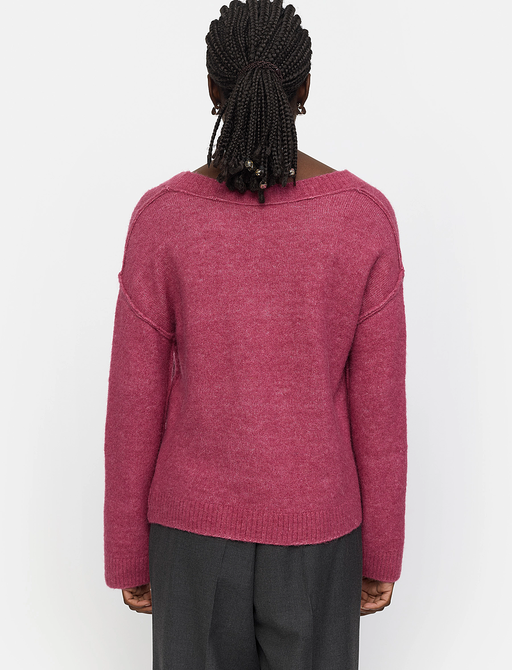 Soft Rebels - SRAllison V-neck Knit - strikkegensere - rose wine melange - 3