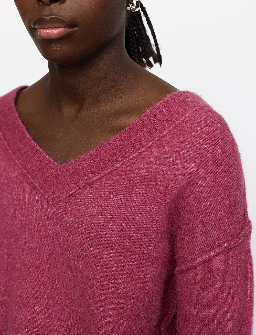 Soft Rebels - SRAllison V-neck Knit - strikkegensere - rose wine melange - 4